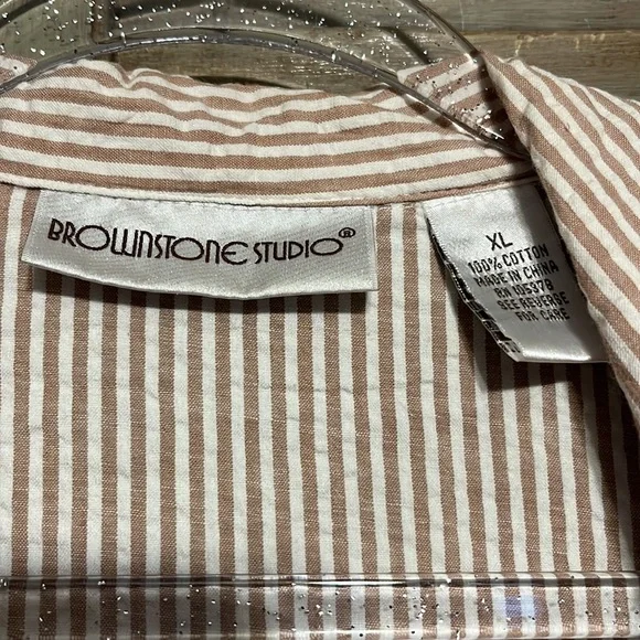 Vintage Brownstone Studio short sleeve, striped, button down dress Size XL - Picture 5 of 8